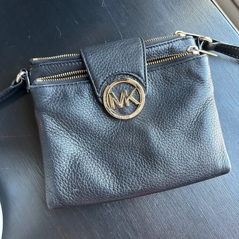 Michael Kors Black Leather Crossbody Bag